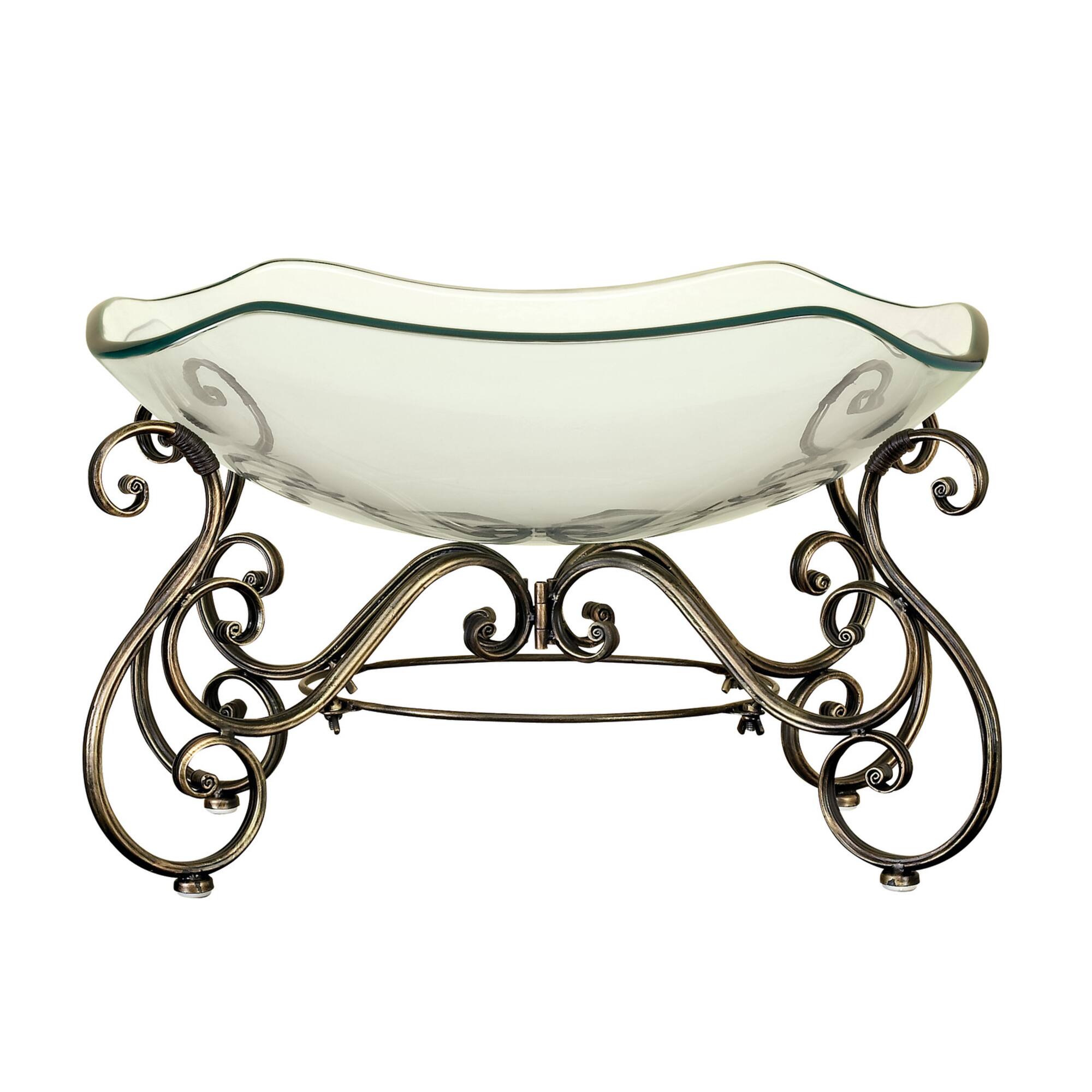 Brass Glass and Metal Traditional Serving Bowl, 14" x 21" x 16"